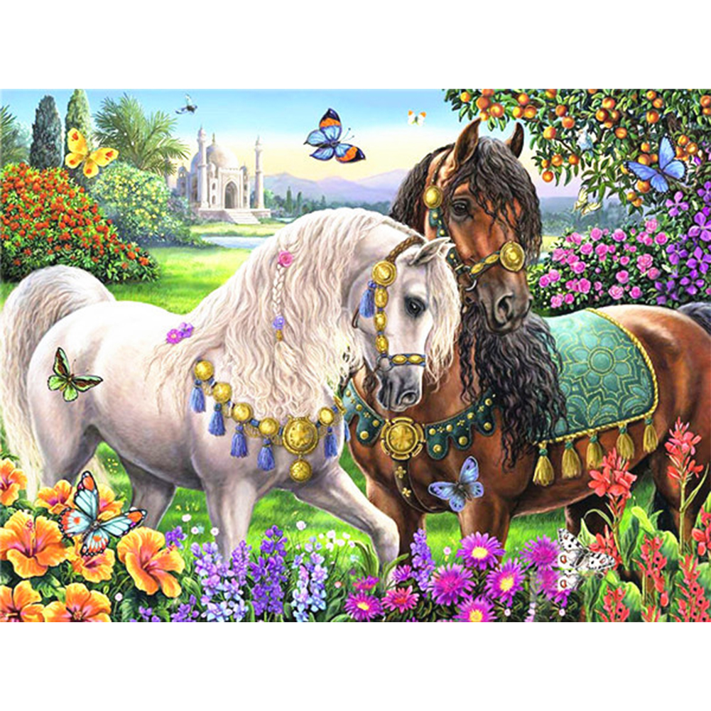 Two Horses 50*40cm(canvas) full Square drill diamond painting