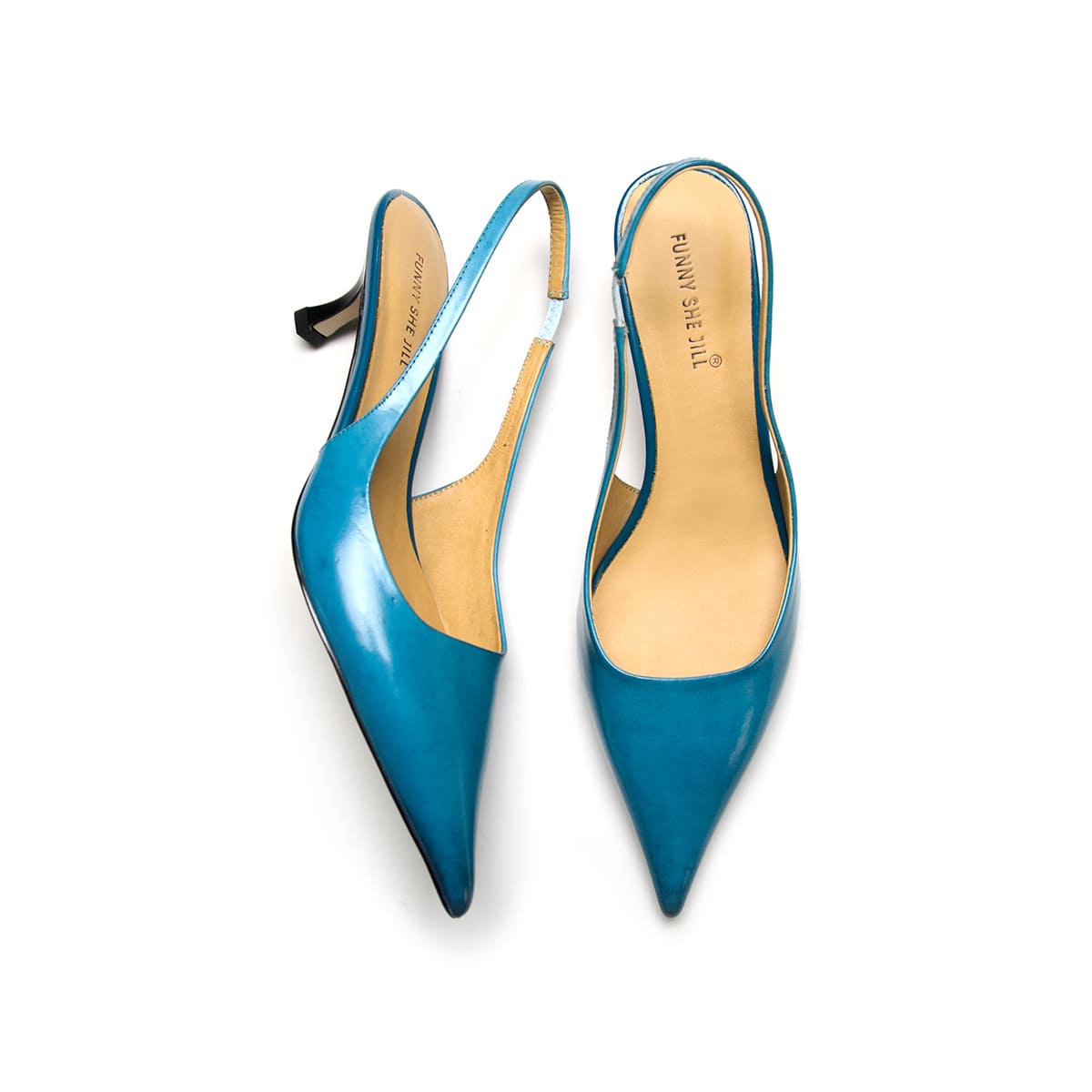 Women's Patent Leather Pointed Toe Elegant Kitten Heel Slingback Dress Pump Shoes