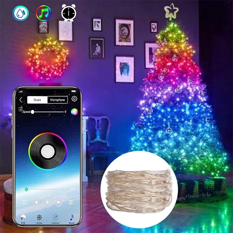 Cheap & Discount Christmas Tree Bluetooth APP Copper RGB Music Light