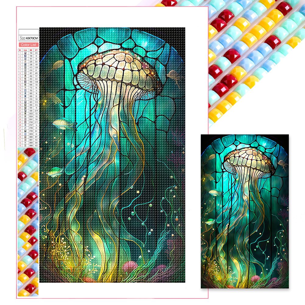 5D DIY Full Square Drill Diamond Painting Jellyfish Home Decoration Art