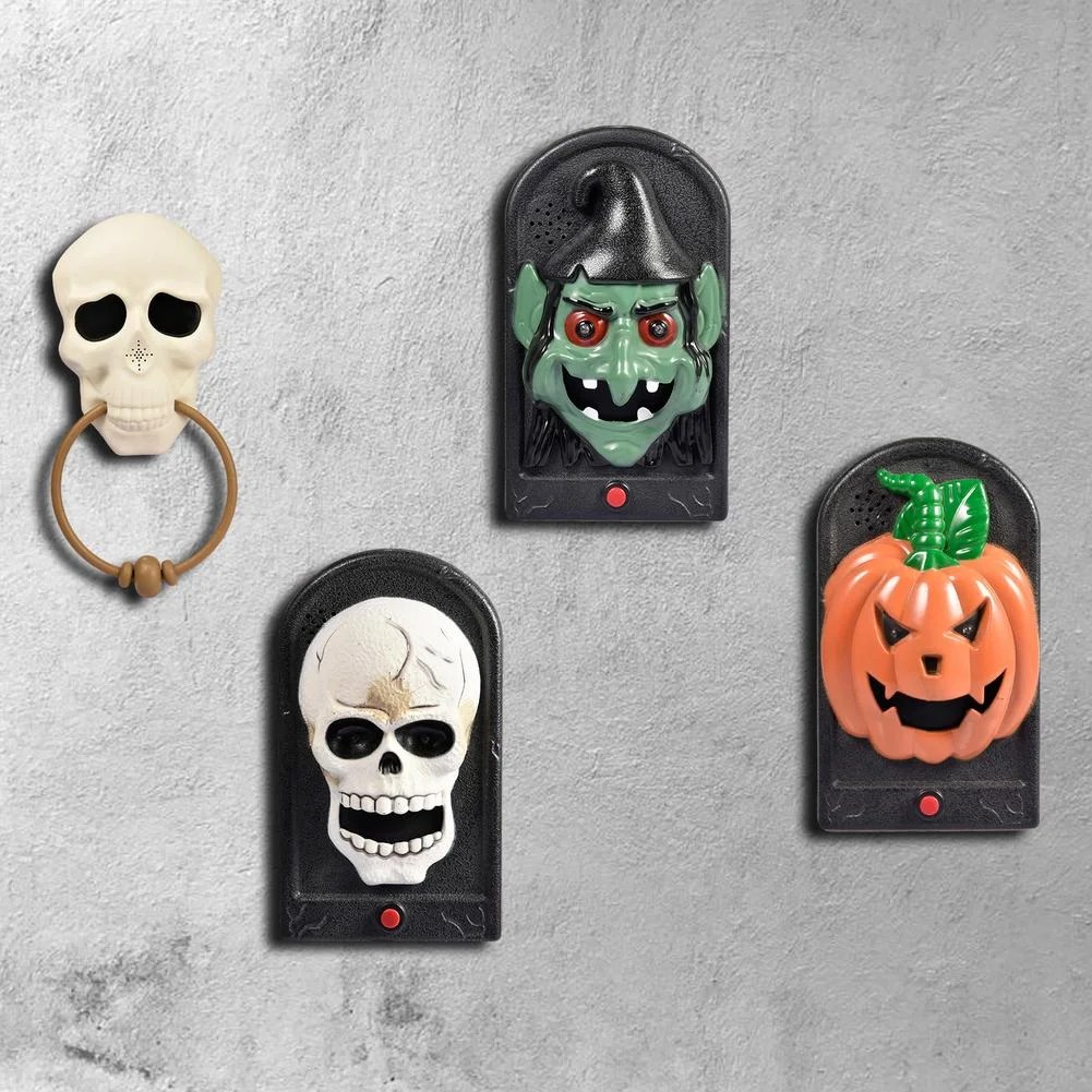 Halloween Pumpkin Evil Witch Skull Doorbell Touch Sounds LED Light