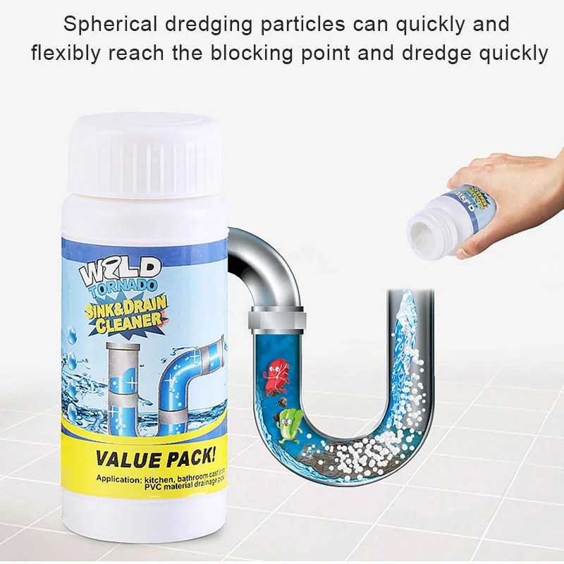Plumbing Agent Sink Drain Cleaner Toilet Kitchen Remove Foul Clogging
