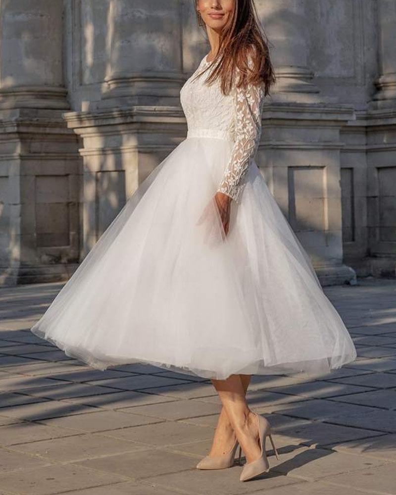 Lace Flower Party Evening Dress