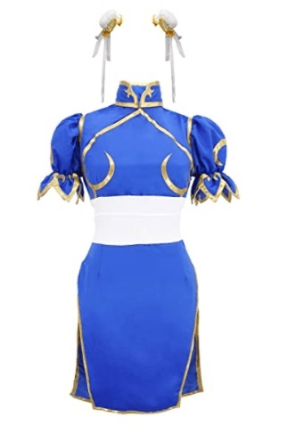 Best Chun Li Cosplay Costume Halloween Blue Dress