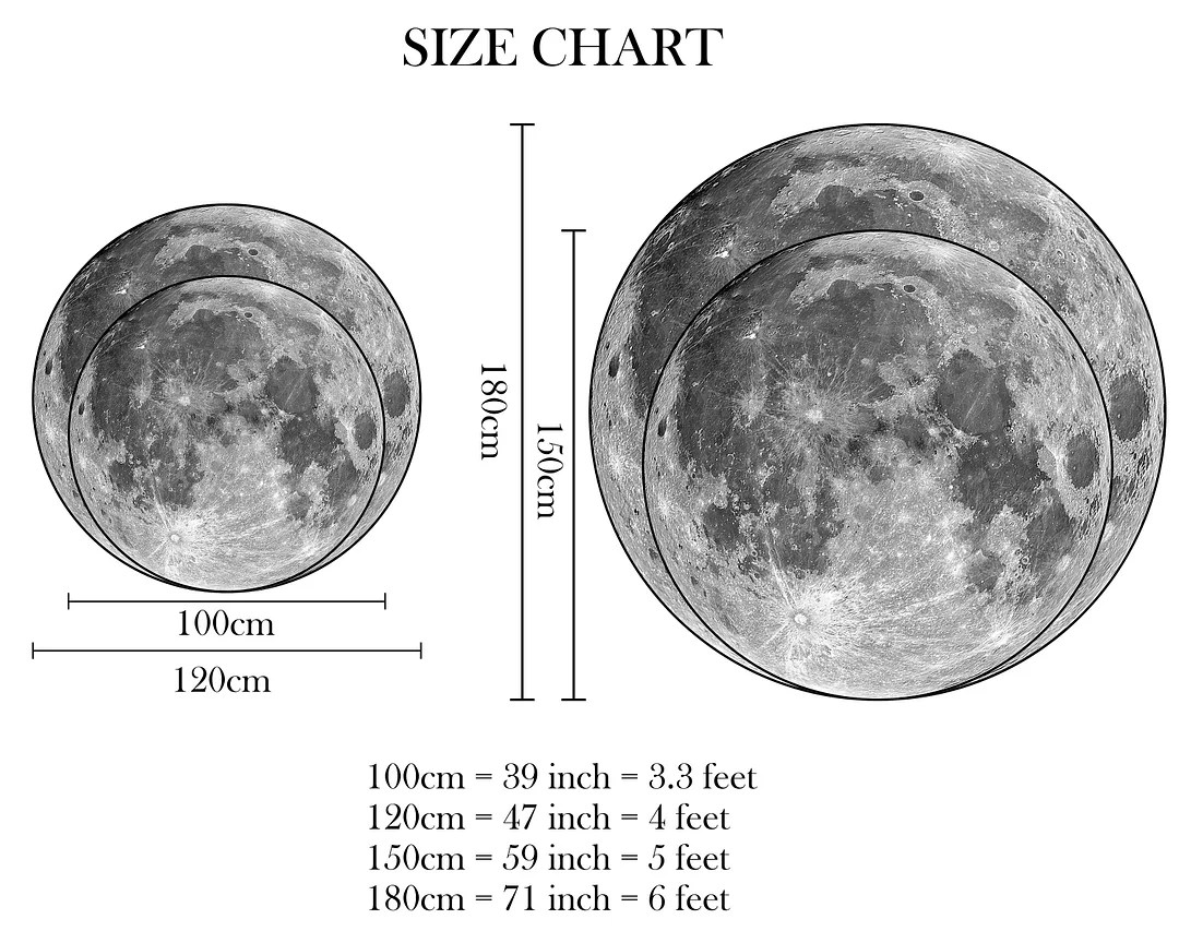 Moon Rug, Full Moon Carpet, 3D Round Full Moon Rug, Real Looking Non