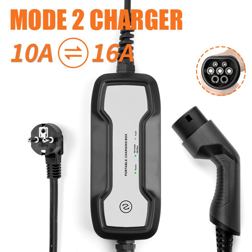 EVSE Type 2 Electric Car Charger IP65 10A/16A Portable EV Charging Box