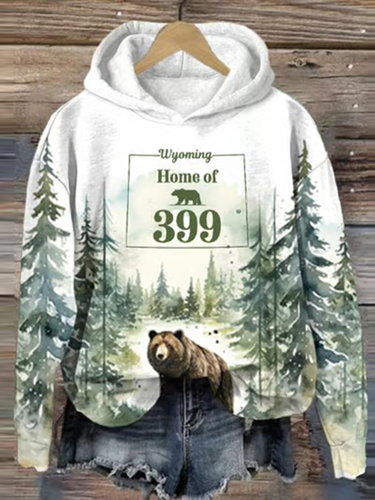 Comstylish Women's Wyoming Home Of 399 Printed Hooded Sweatshirt