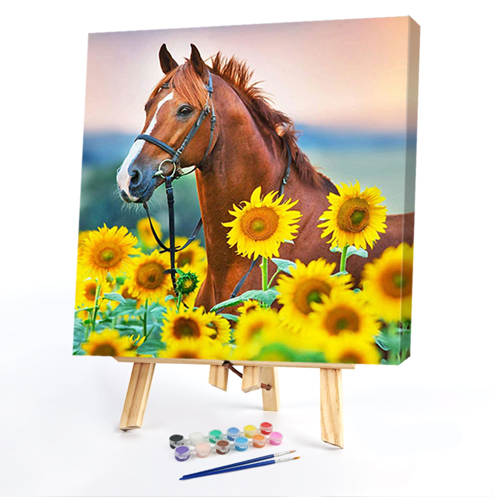 Sunflower HorsePaint By Numbers Acrylic Painting 40*40CM