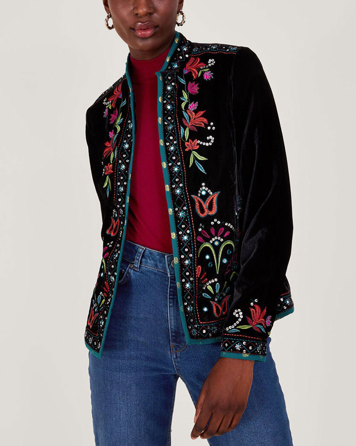 Vintage Velvet Embroidered Jacket Black