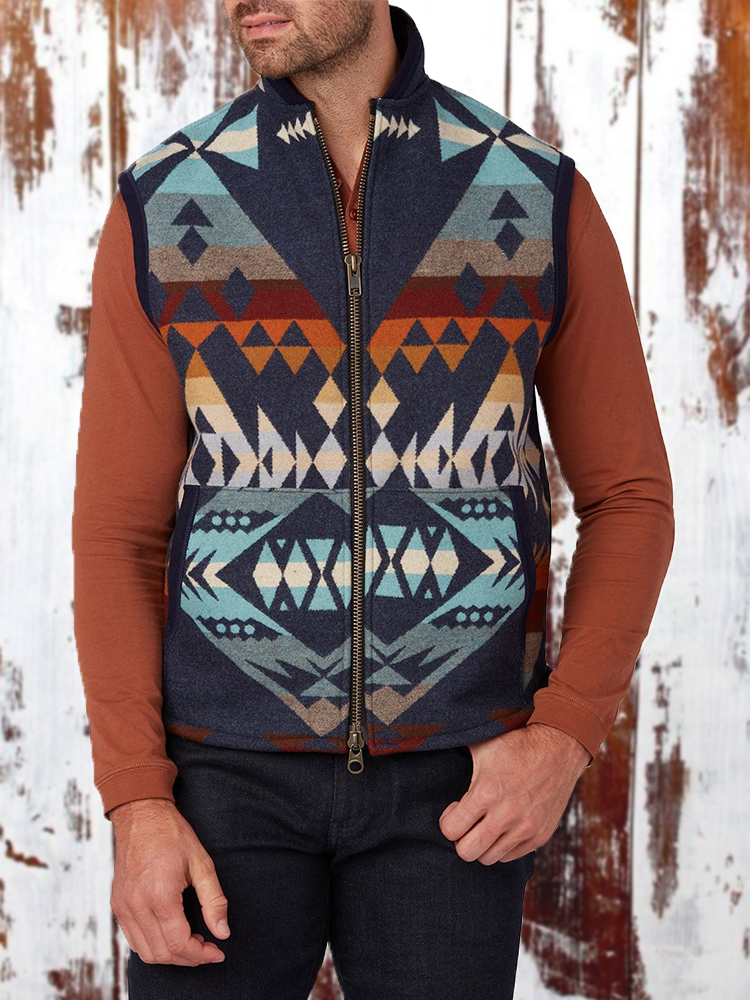 Mens Long Sleeve Aztec Western Shirt