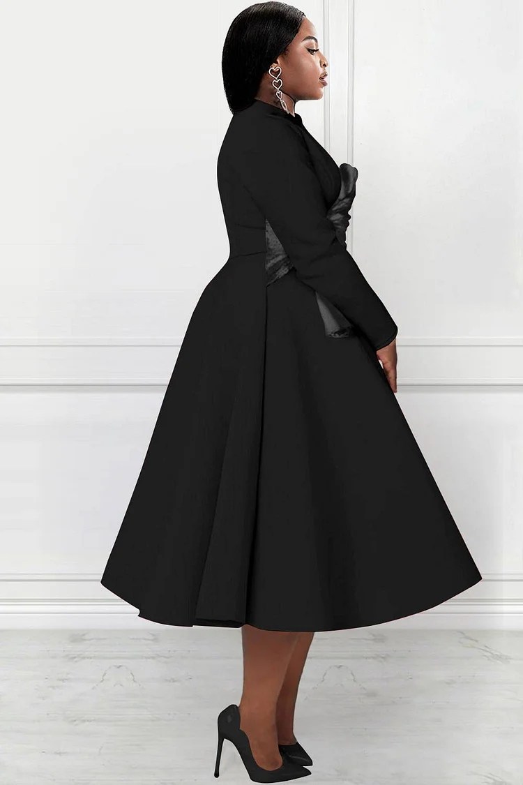 Xpluswear Design Plus Size Formal Midi Dresses Elegant Pink Fall Winter