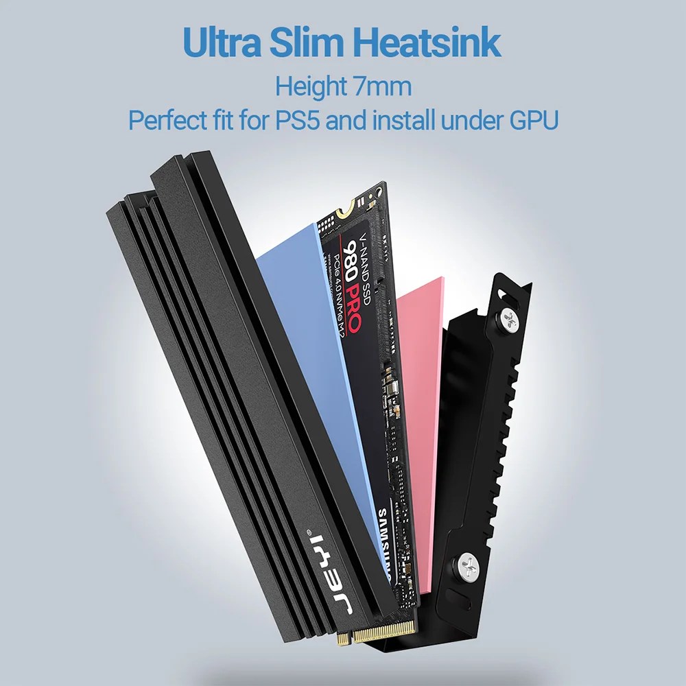 JEYI 2Pack M.2 Heatsink for PS5 / PC, Slim 7mm Height Low Profile