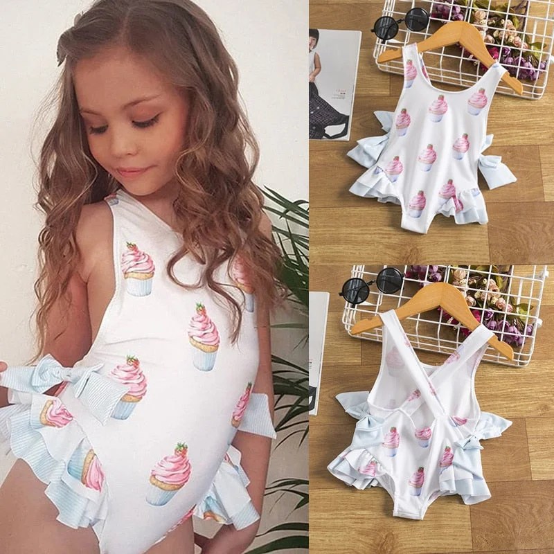 Swimsuit Girls Kids Baby Ruffle One Piece Bikini Children Swimwear