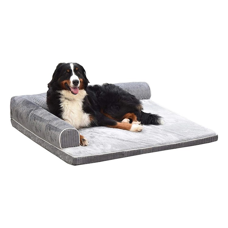 L Shaped Stripe Fabric Dog Bed JemaPet
