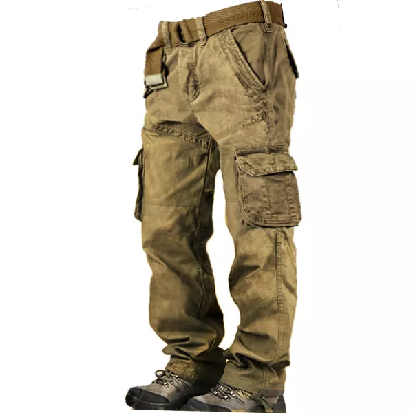 Men's Outdoor Vintage Washed Cotton Washed Multipocket Tactical Pants