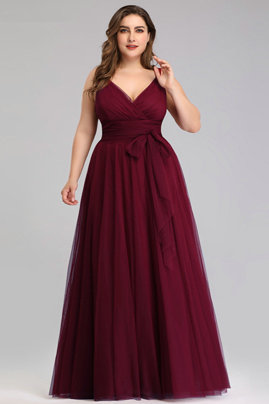 Elegant VNeck Sleeveless Plus Size Prom Dress Long Evening Gowns Online