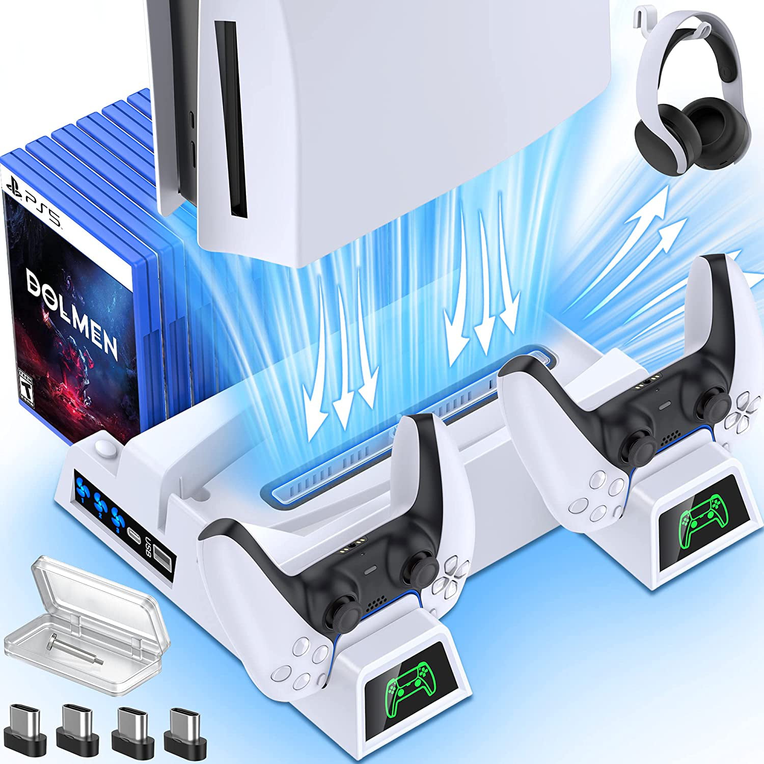 PS5 Stand with Cooling Fan for PS5 Digital Edition/Ultra HD Console