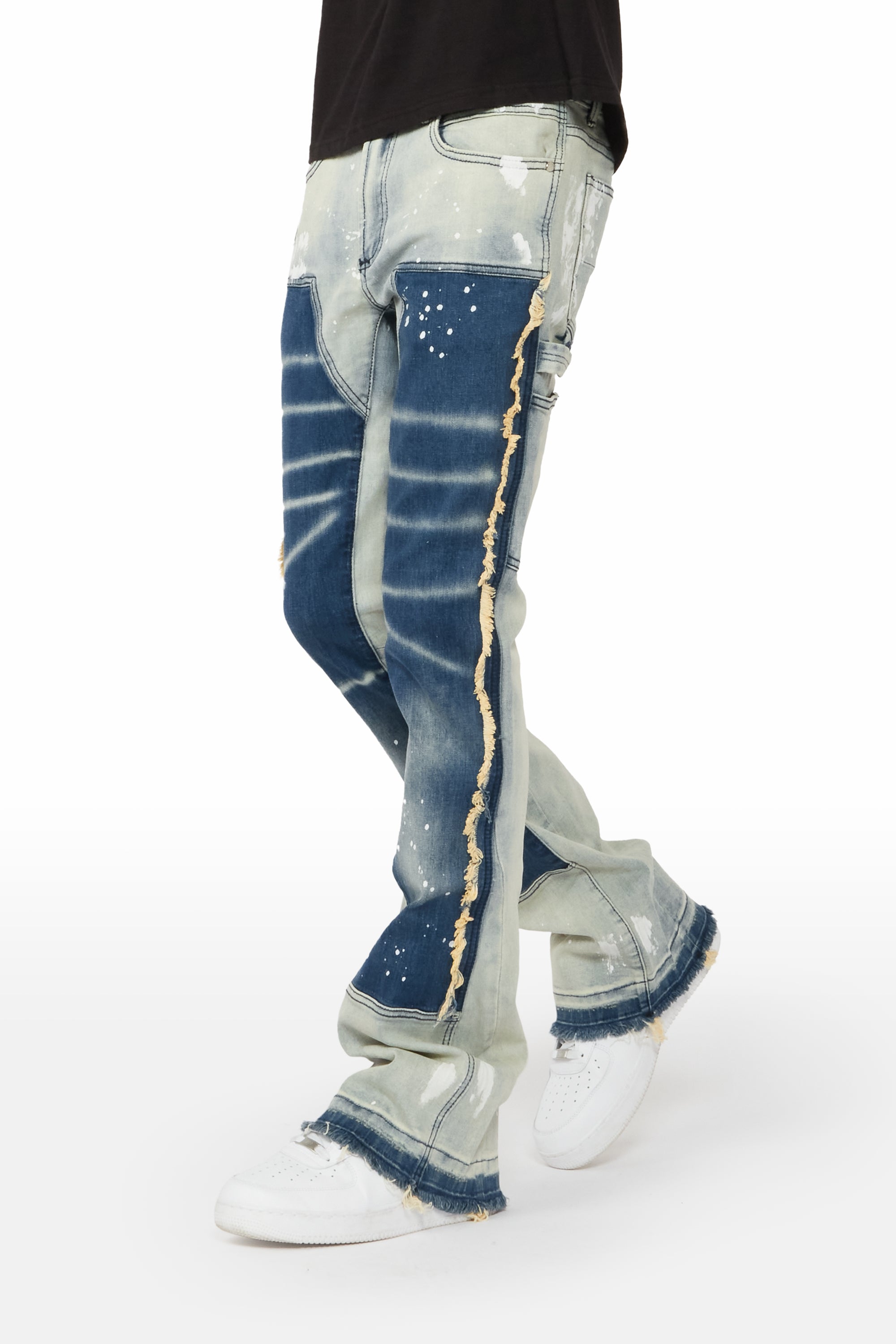 Carson Light Blue Stacked Flare Jean