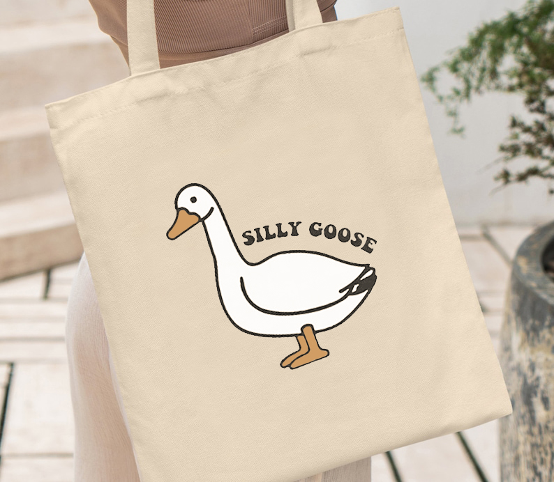 Silly Goose With Bowtie Tote Bag