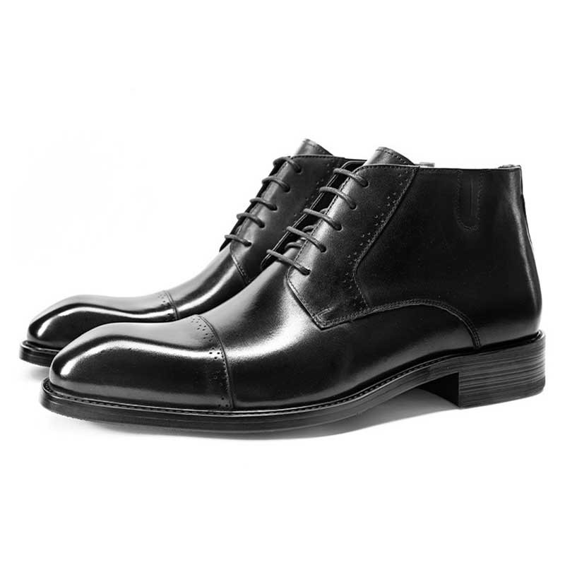 Classic Mens Black Leather Dress Boots Business Free Shipping