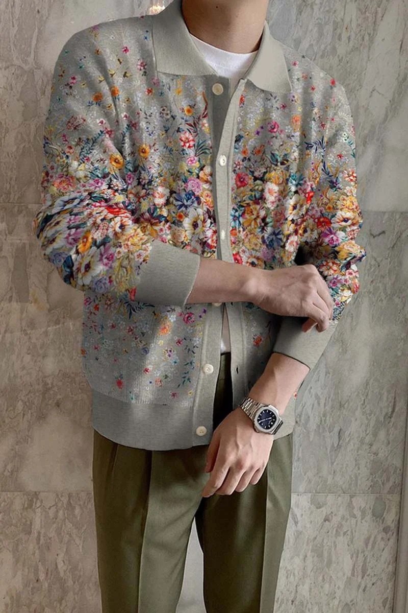 Uniqshe Men's Lapel Knitted Sweater Cardigan