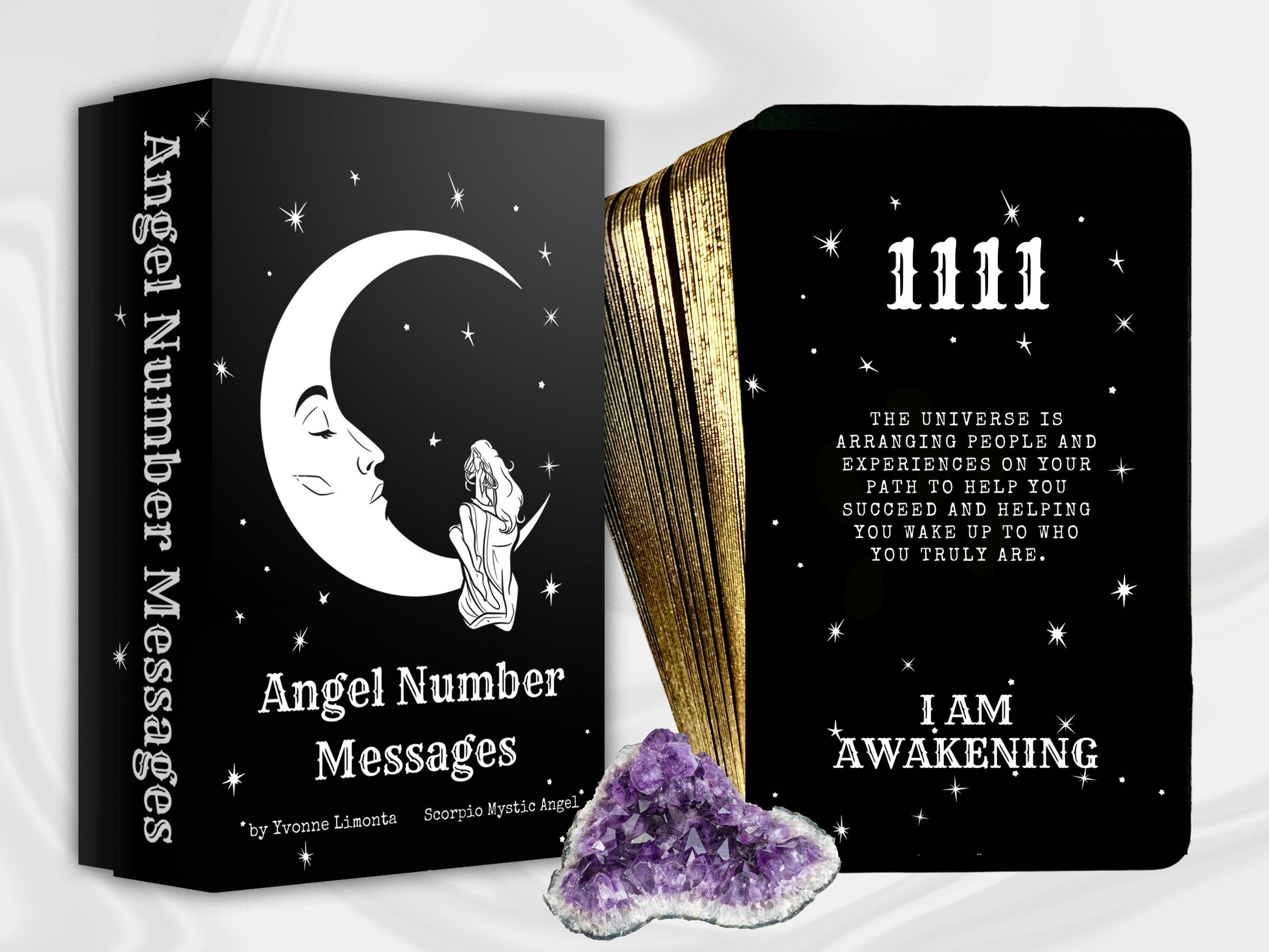 Angel Number Messages & Affirmation Oracle Deck, 53 Cards, Gold Gilded Edge