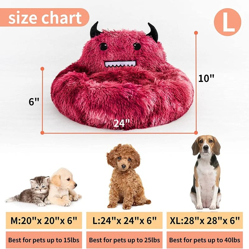 Dog Bed Fluffy Monsters Super Comfy & Anti Anxiety Pet Bed