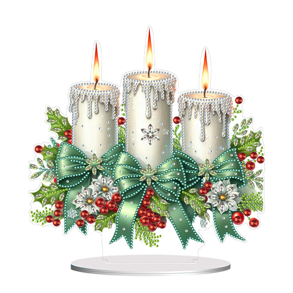 DIY Christmas Candles Acrylic Special Shape Desktop Diamond Painting