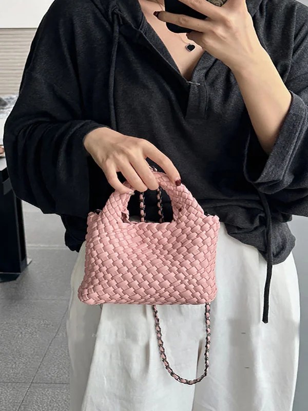 Timeless Craftsmanship Solid Color Woven Crossbody Bags and Handbags