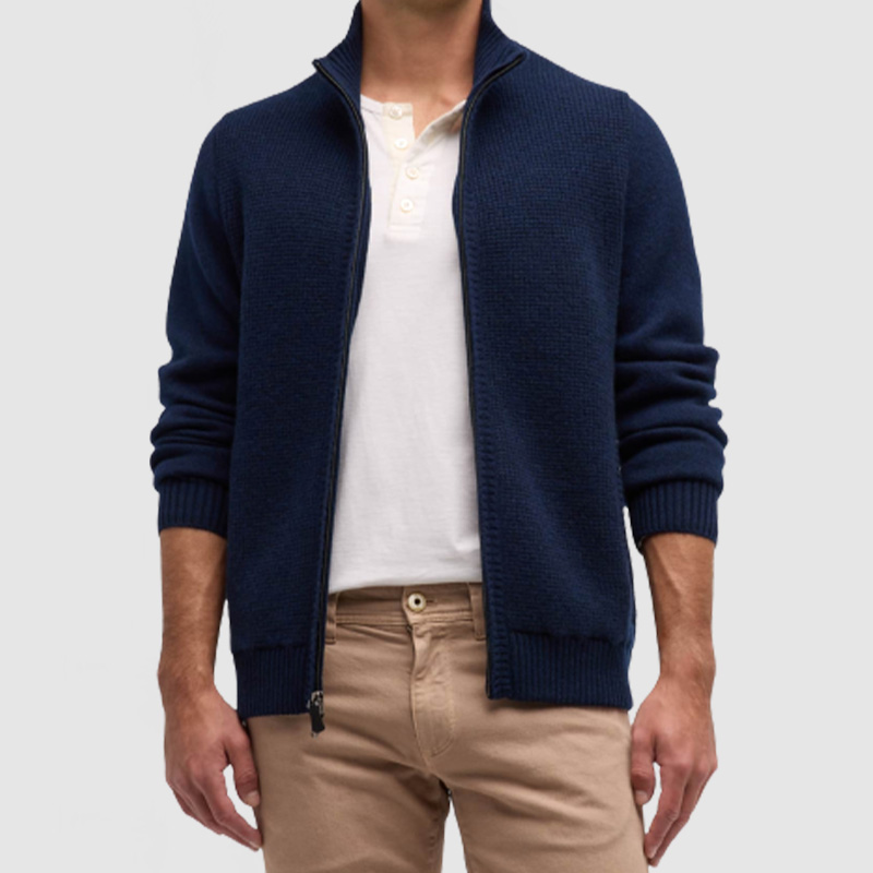 Men's Classic Vintage Stand Collar Zipper Cardigan