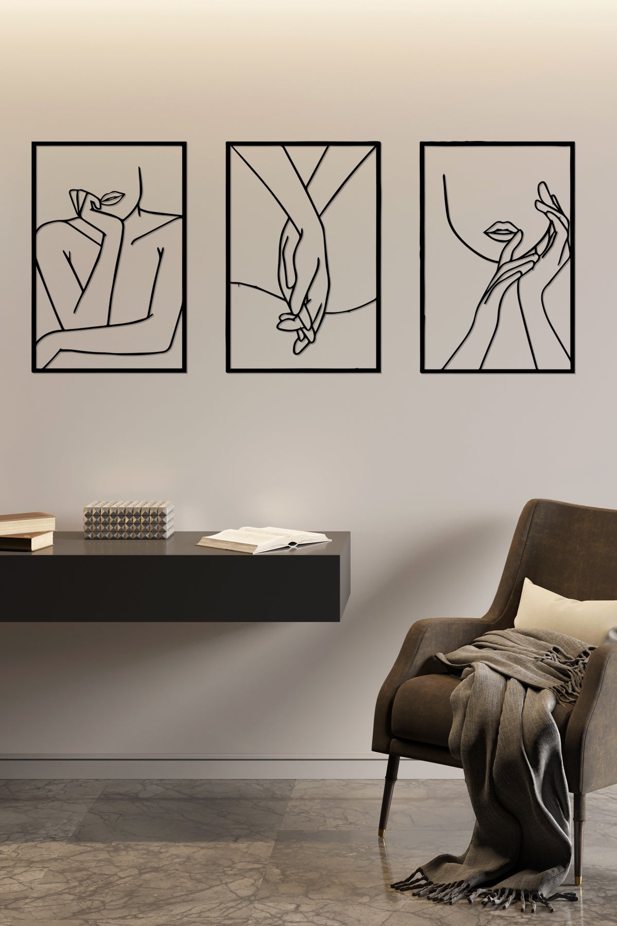 Abstract Woman Body Decor, Metal Wall Art, Oversized and Large Wall Art, Single Line Female Body