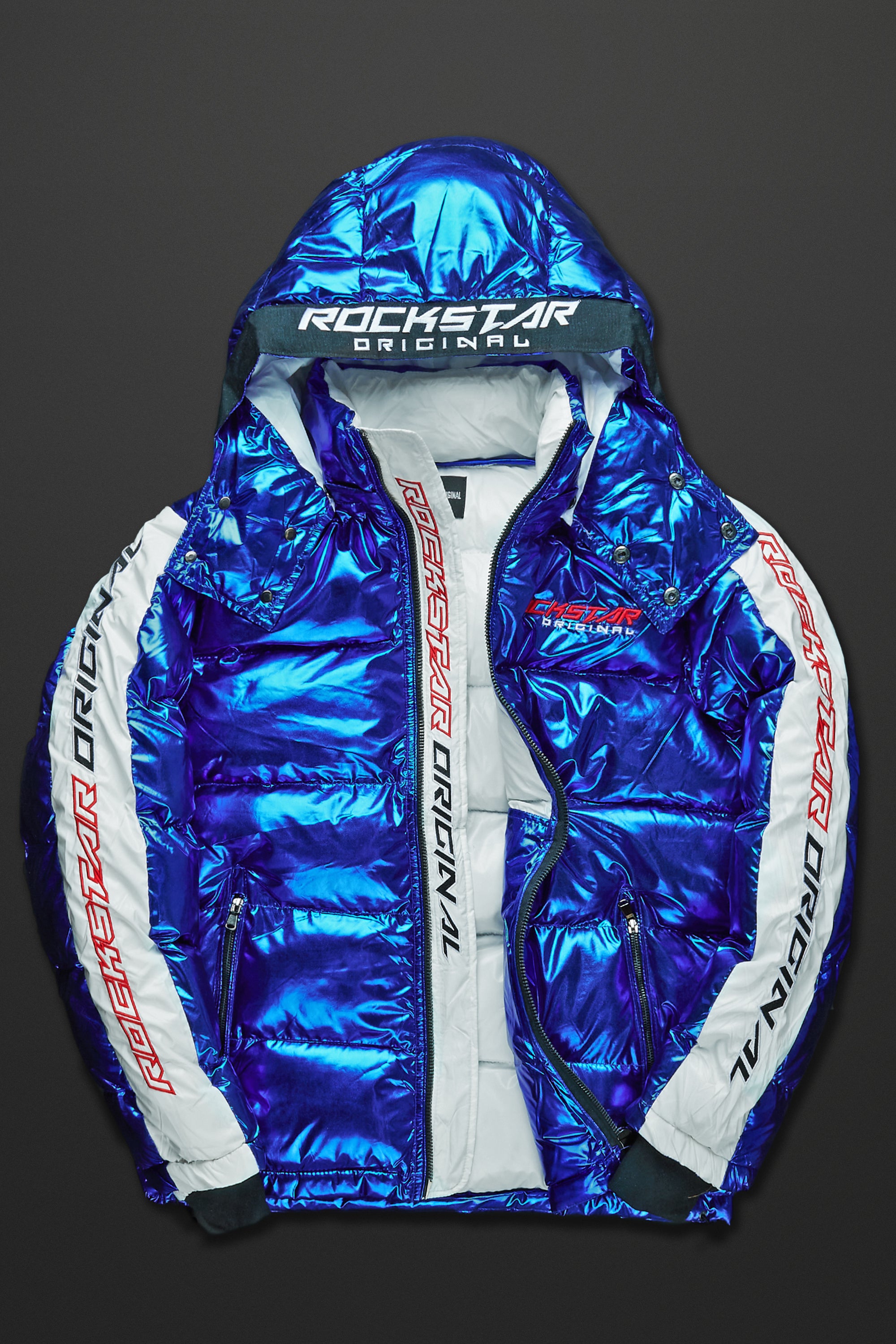 Metallic Royal Blue Alasia Puffer Jacket