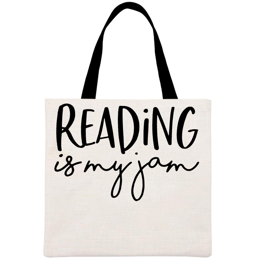 Reading Is My Jam Book Lovers Printed Linen Bag