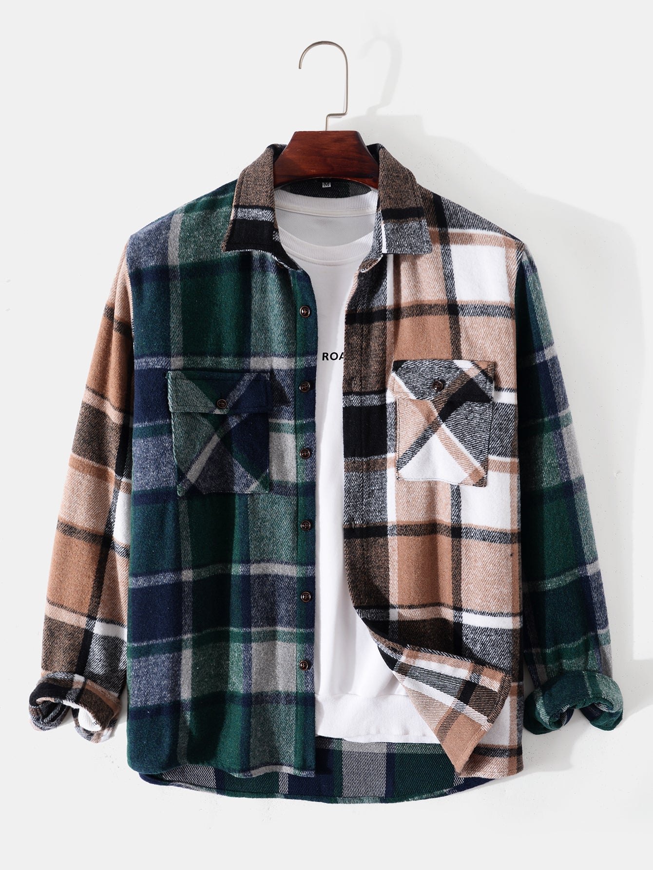 Men‘s Contrast Panel Check Overshirt