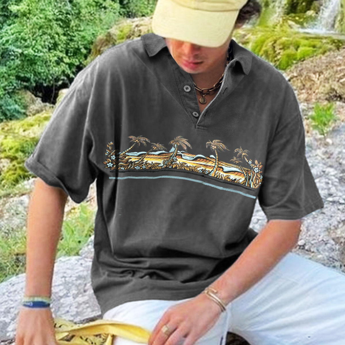 Men's Vintage Surf Polo TShirt