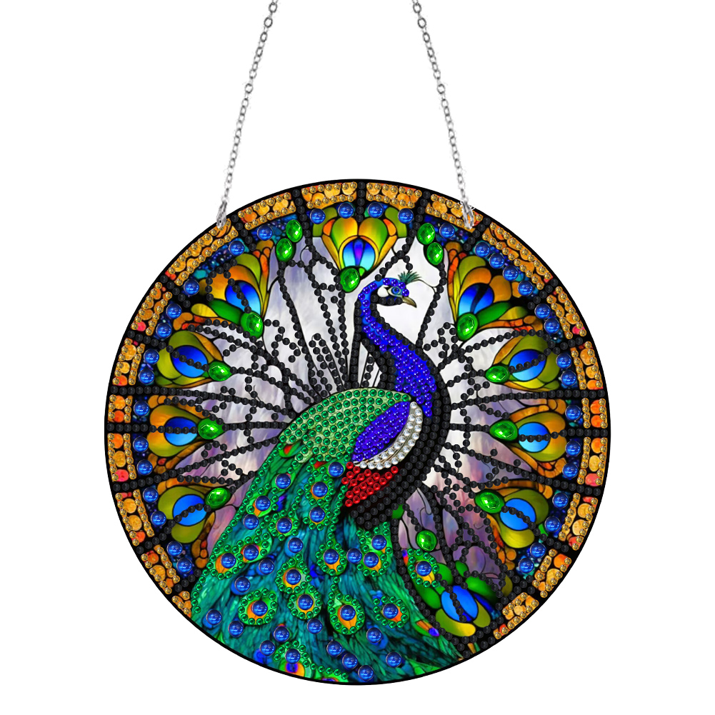 DIY Stained Glass Peacock Diamond Painting Acrylic Wall Hanging Decor
