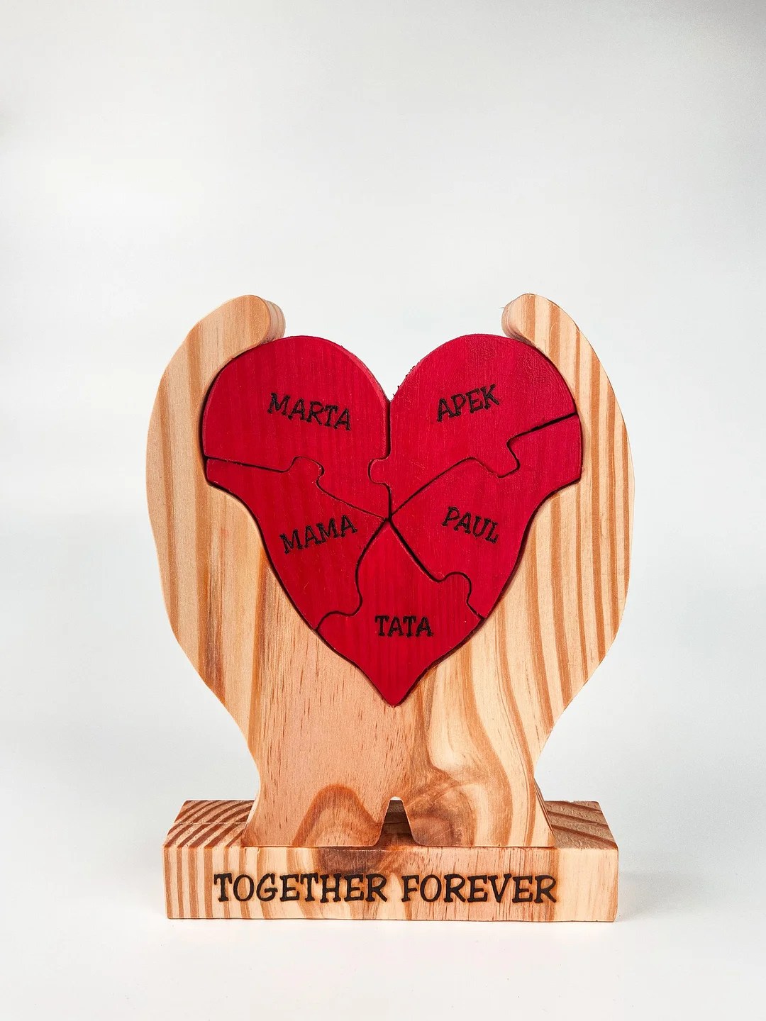 Handcrafted Family Wooden Heart Family Personalized Wooden Hand