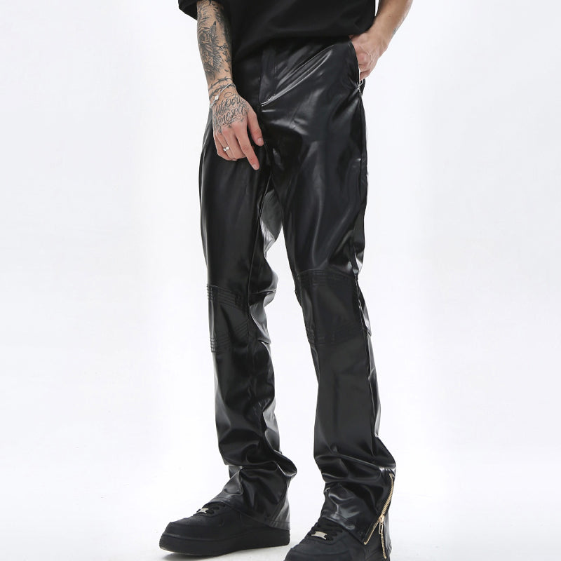 Zip Split Leather Pants