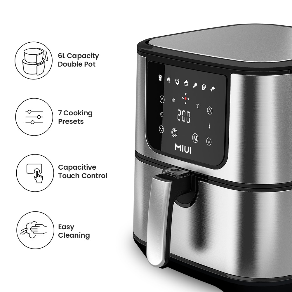 MIUI 6L Air Fryer 16001800W, No Oil Electric Fryer with