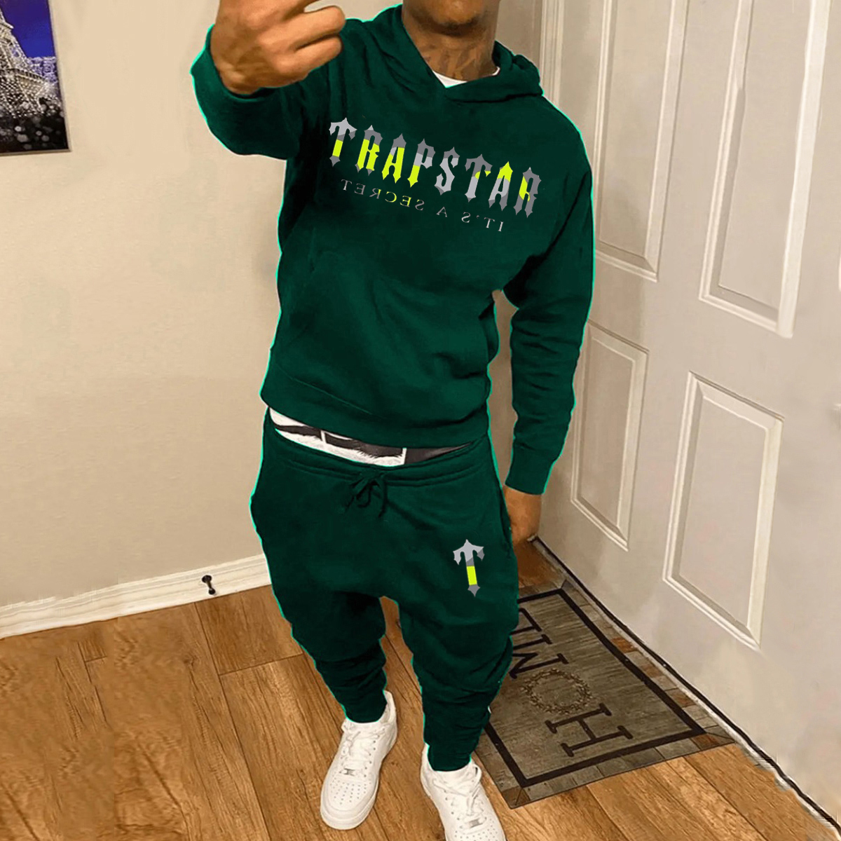 Casual Trapstar Letters Print TwoPiece Set