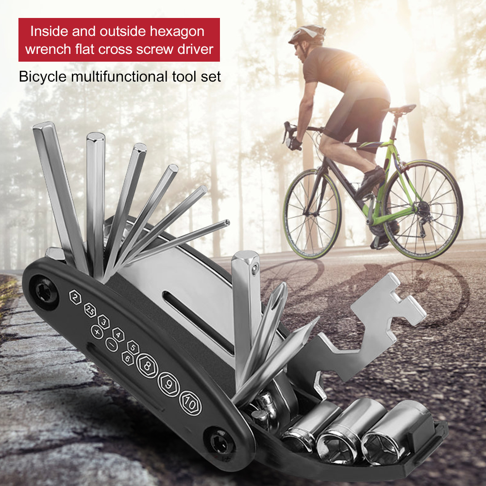 16 in 1 Bicycle Repairing Tool Set Tire Pry Bar Portable Wrench Screwdriver