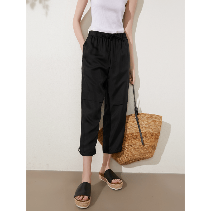 Cargo Style Cropped Silk Pants For Women Real Silk Life