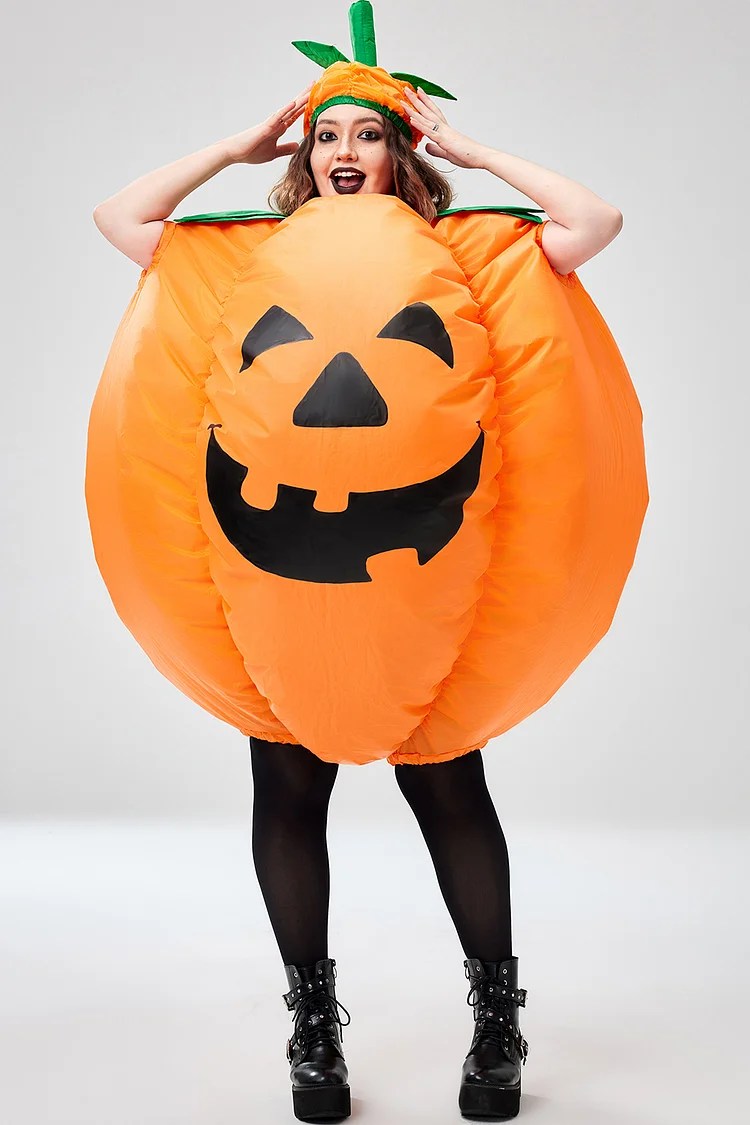 Xpluswear Design Plus Size Halloween Costume Orange Cosplay Inflatable