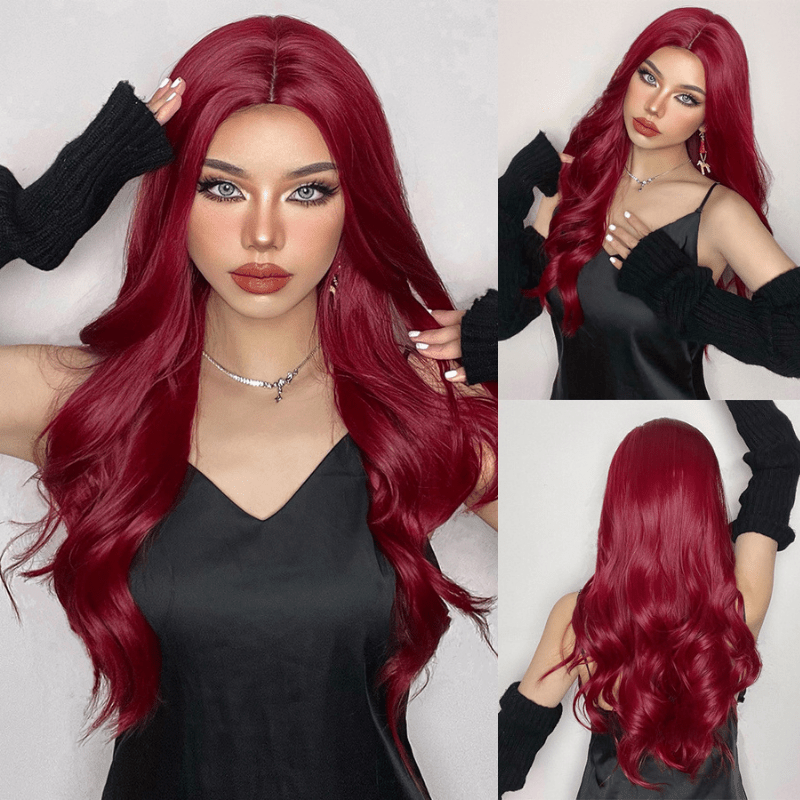 Red Long Wave Wigs Natural Hair Wig