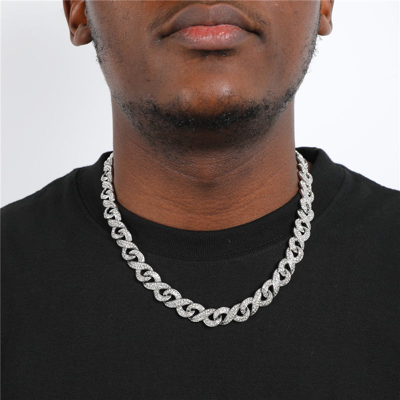 Buy Gold Chain for Men Iced Out Zircon White Gold Hip Hop Cuban Link Baguette Chain Necklace