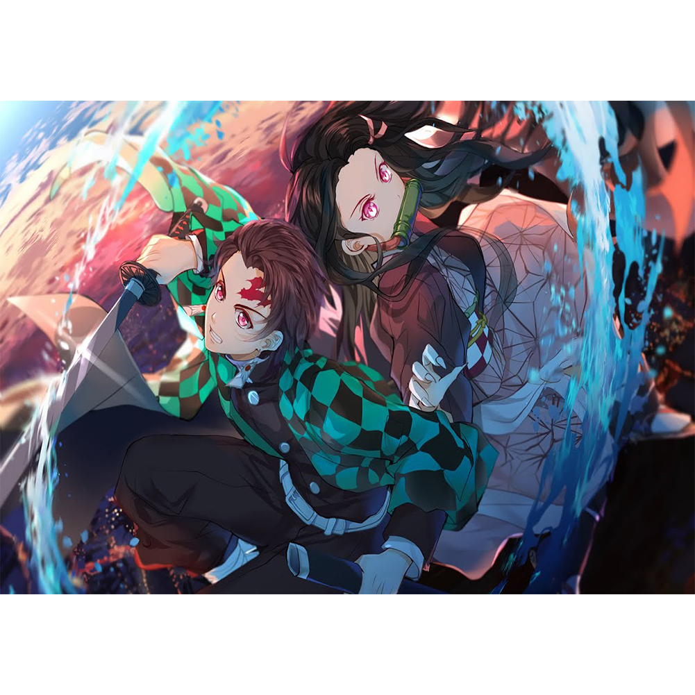 Dessin animé d’anime de tueur de démon diamant rond