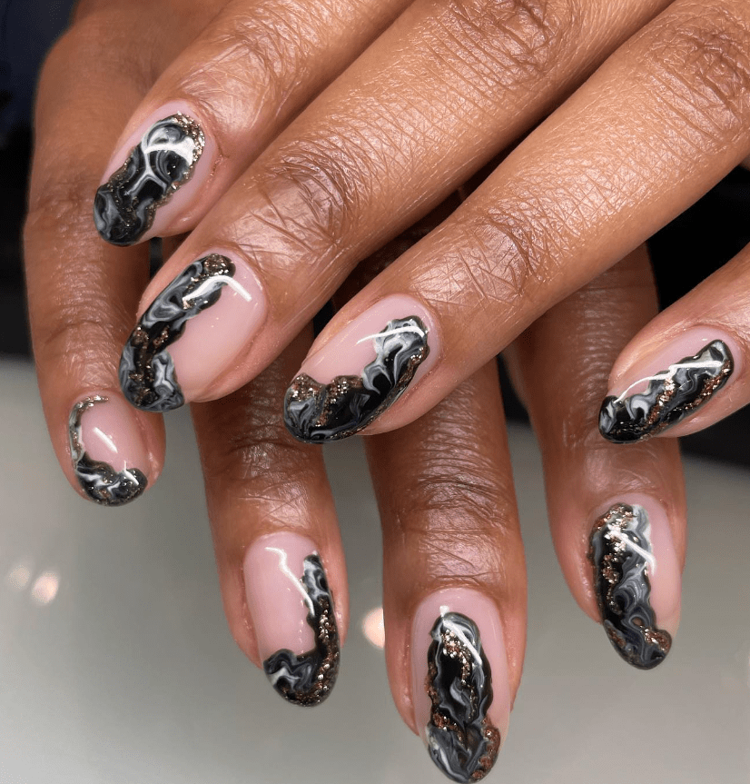 Black Marble Nail Designs for 2023 Morovan