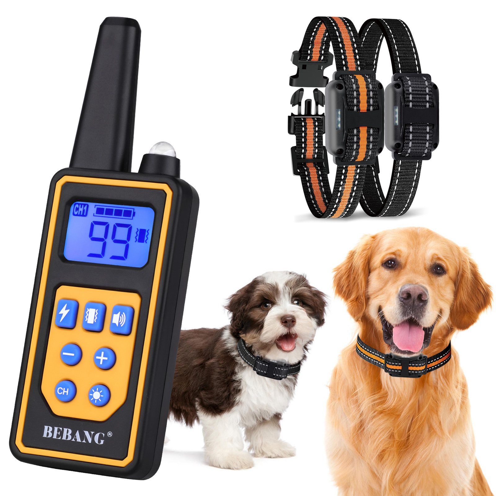 BEBANG Dog Training Collars for 2 Dogs, with Remote 880yards, 3 Modes