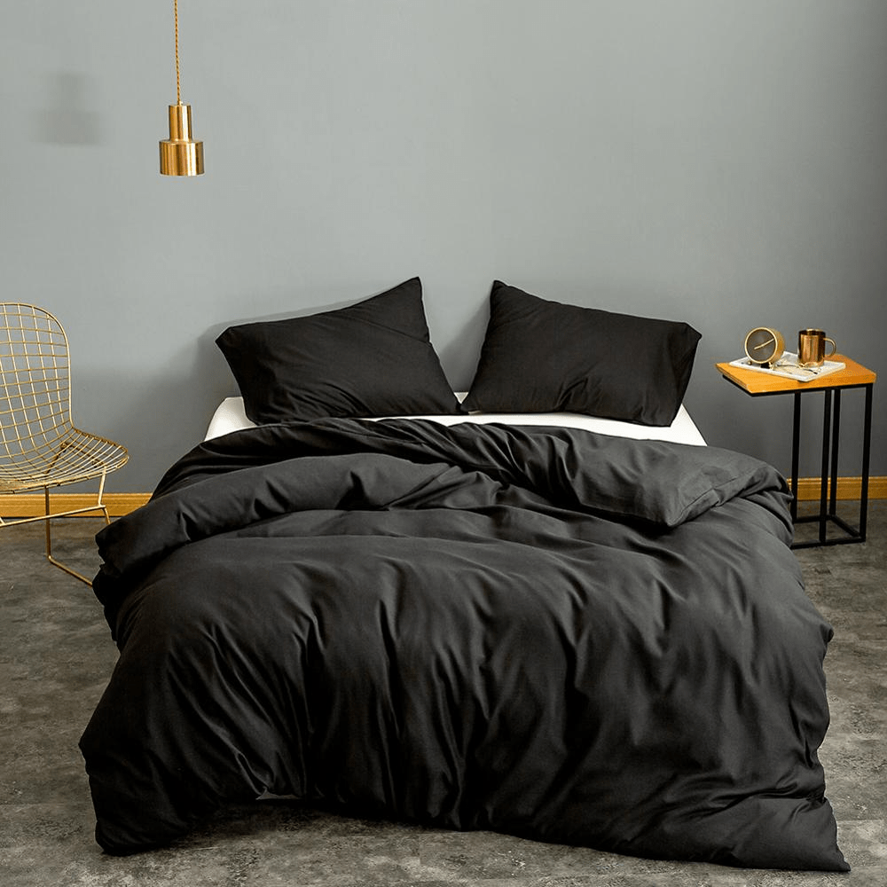 Black Duvet Cover Bedding Quilt Cover Solid ColorSoft and Breathable