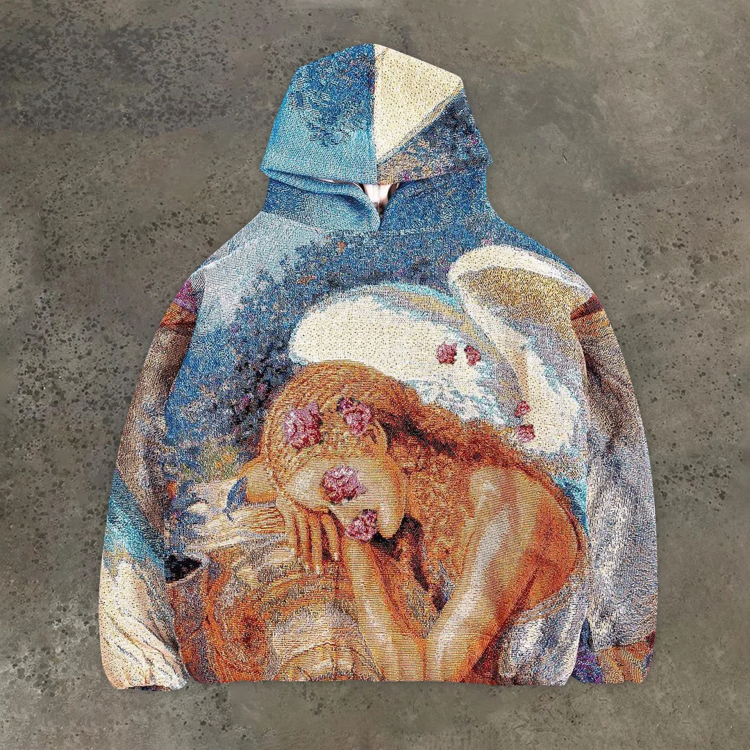 SOPULA Angel Vintage Graphic Tapestry Hoodie